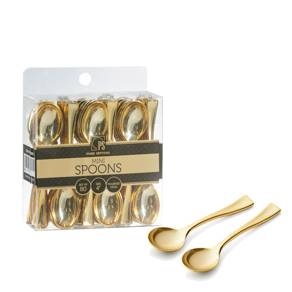 4 Inch Mini Spoons Gold Plastic Tasting Spoon