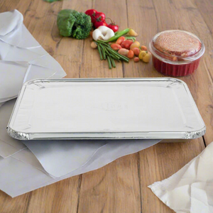 foil lid and food on a counter