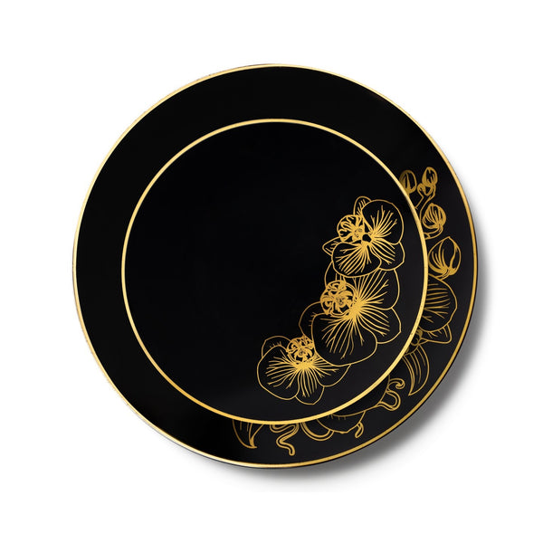 Black And Gold Plastic Party Bundle - Orchid