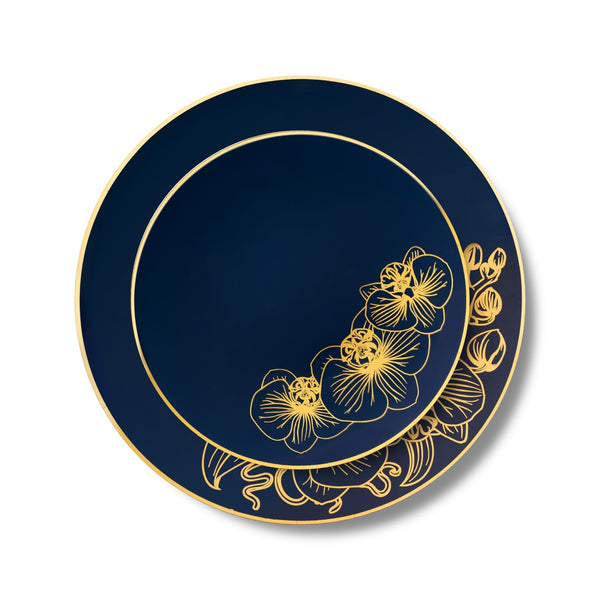Royal Blue And Gold Plastic Party Bundle - Orchid