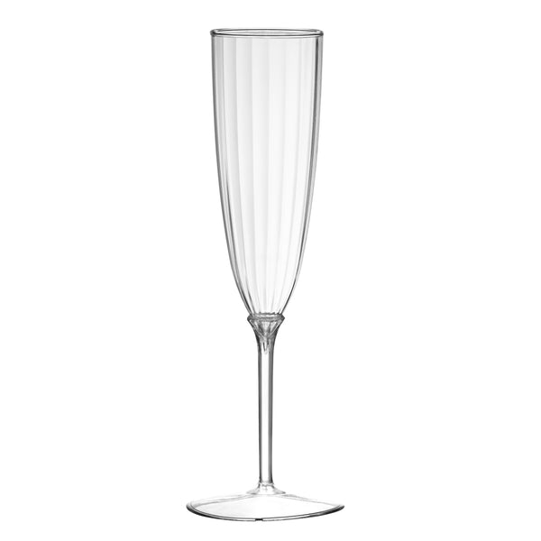 6 Oz 1-Piece Clear Plastic Disposable Champagne Flutes - 8 Pack