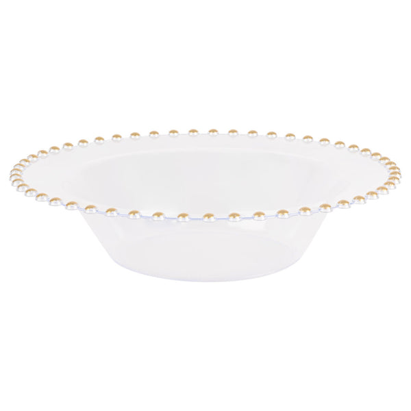 12 oz. Clear and Gold Round Soup Bowls (10 Count) - Beaded