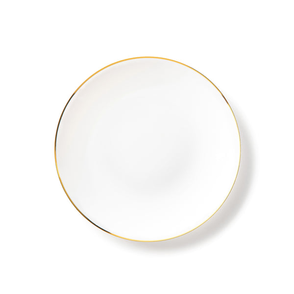 White and Gold Round Plastic Plate 10 Pack - Organic