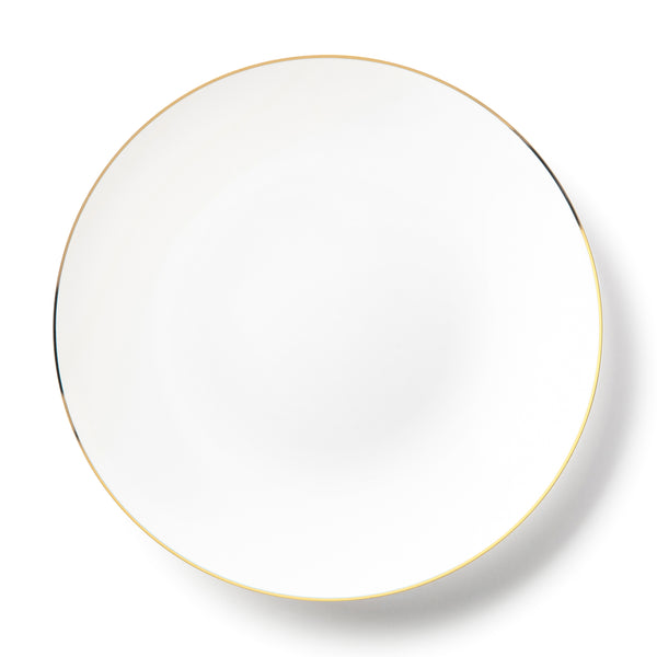 White and Gold Round Plastic Plate 10 Pack - Organic