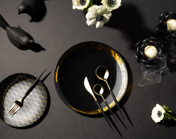 Black And Gold Plastic Party Bundle - Whisk