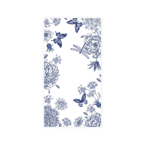 Disposable Linen-Like Paper Guest Towel 16 Pack - Dragonfly Toile Blue