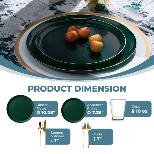 Emerald And Gold Plastic Party Bundle - Edge