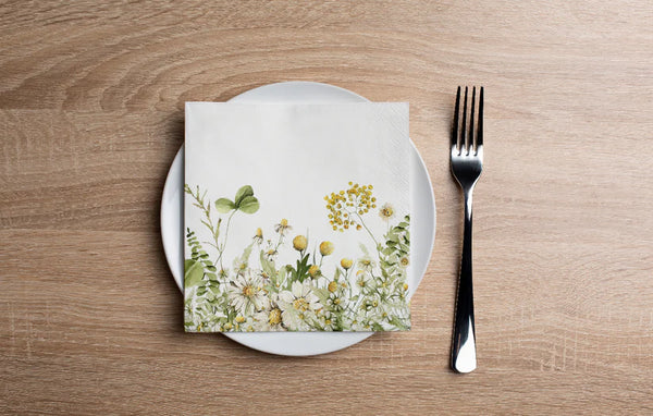 Disposable Paper Cocktail Napkins 16 Pack - Daisy Dreams