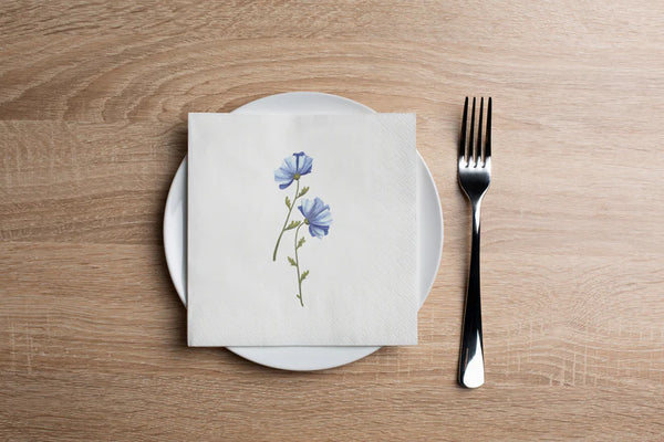 Disposable Paper Cocktail Napkins 16 Pack - Blue Daffodil