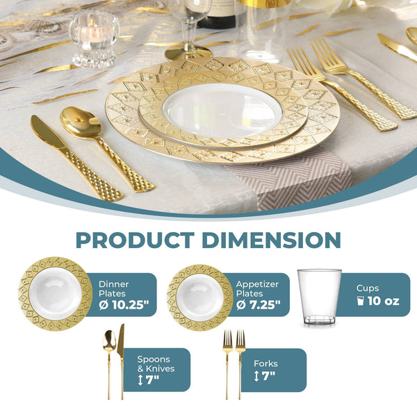 White And Gold Plastic Party Bundle - Imperial
