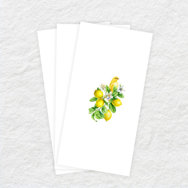 Disposable Linen-Like Paper Guest Towel 16 Pack - Lemon Bird Foliage