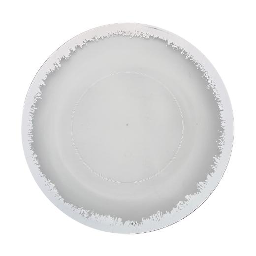 Silver and Clear Round Plastic Plates - Scratched Silver