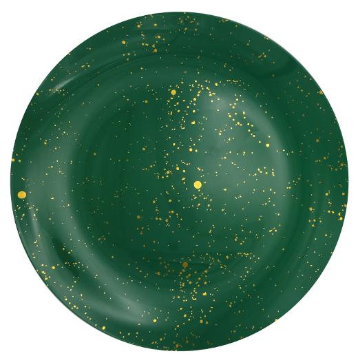 Green and Gold Round Plastic Plates - Matiz