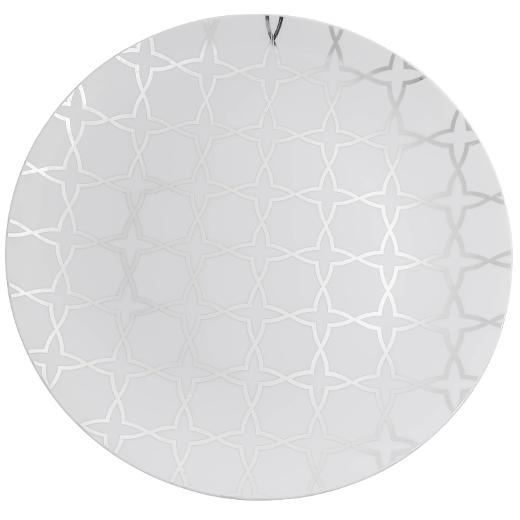 White and Silver Round Plastic Plates - Geo