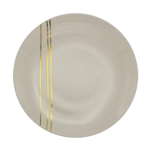 Gold and Cream Round Plastic Plates - Motif