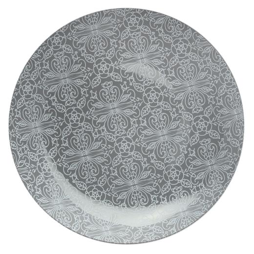 Gray and Blush Round Plastic Plates - Ornamental