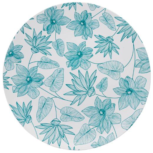 Blue and White Round Plastic Plates - Bella