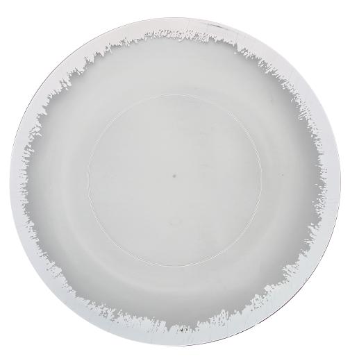 Silver and Clear Round Plastic Plates - Scratched Silver