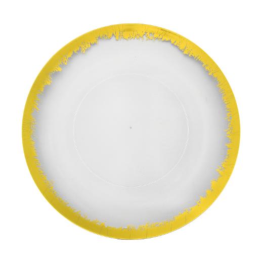 Gold and Clear Round Plastic Plates - Scratched Gold