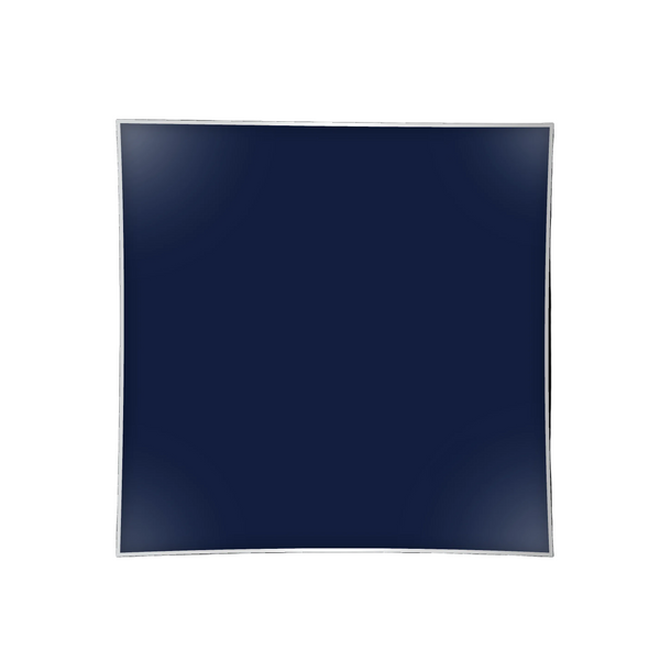 Navy blue square plastic plate on a white background