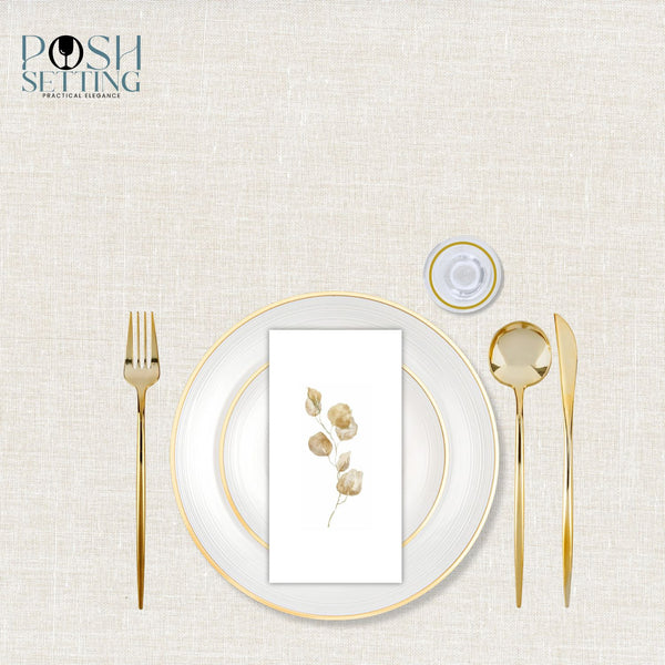 Pearl And Gold Disposable Plastic Deluxe Party Bundle - Crystal Design