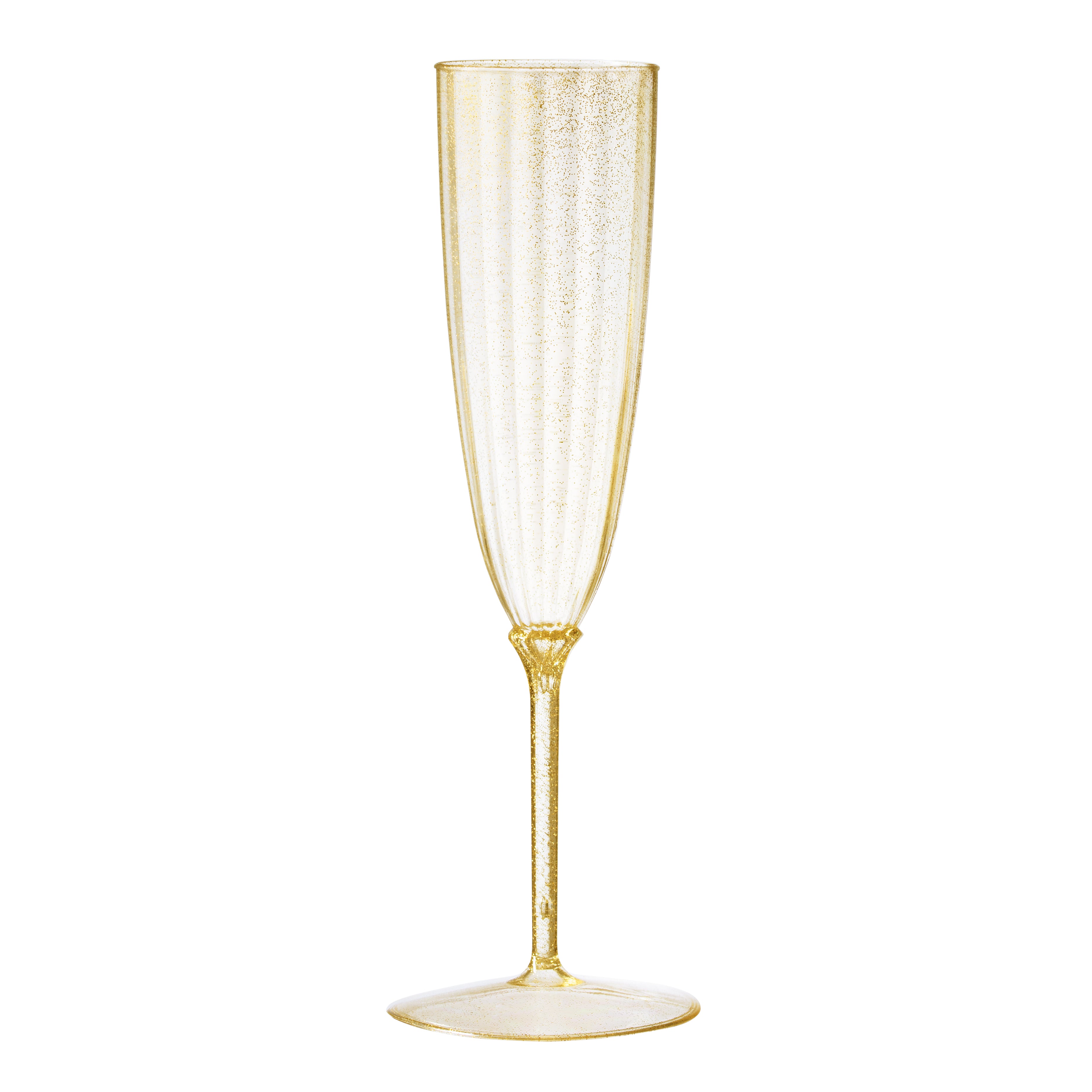 Rose Gold Plastic Champagne Flutes Disposable - Rose Gold Glitter