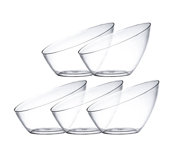 Clear Angled Plastic Serving Bowls - 5 Pack