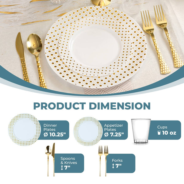 White And Gold Plastic Party Bundle - Sphere
