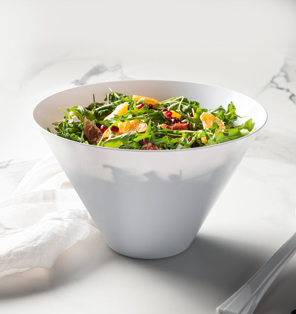 White Plastic Cone Shaped Salad Bowl - 5 Pack