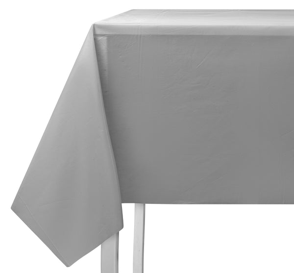 Plastic Tablecloth Silver 54″x108″