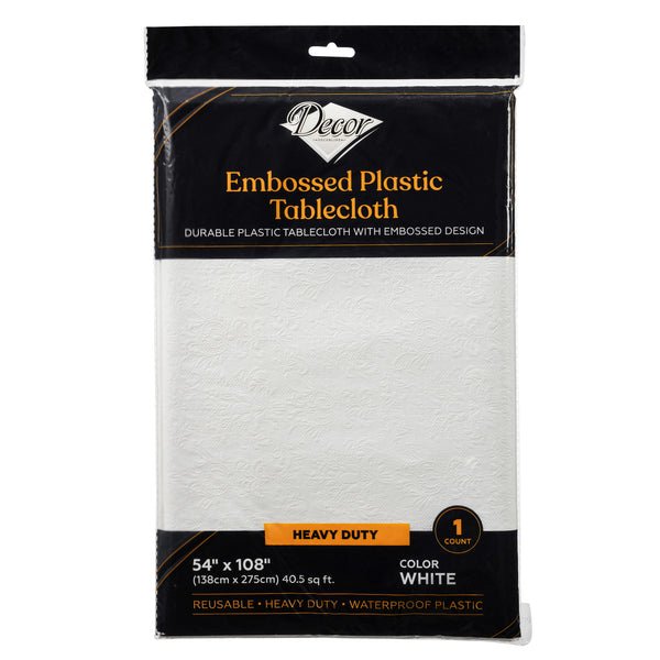 Plastic Tablecloth Embossed White 54″x108″