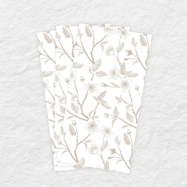 Disposable Linen-Like Paper Guest Towel 16 Pack - Taupe Cherry Blossom