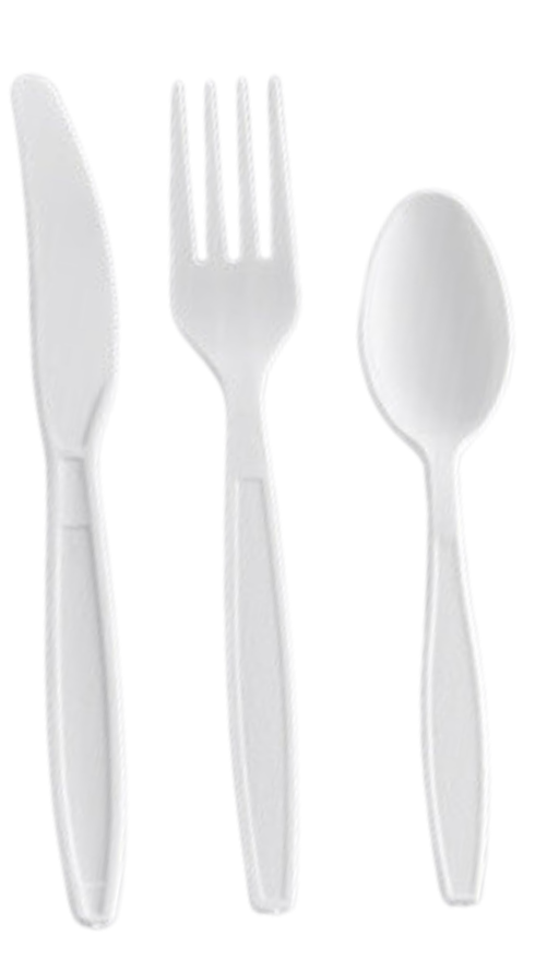 Medium Weight White Wrapped Plastic Cutlery Set with Knife, Fork, and Spoon - 500/Case