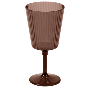 Brown ribbed wine glass on a white background