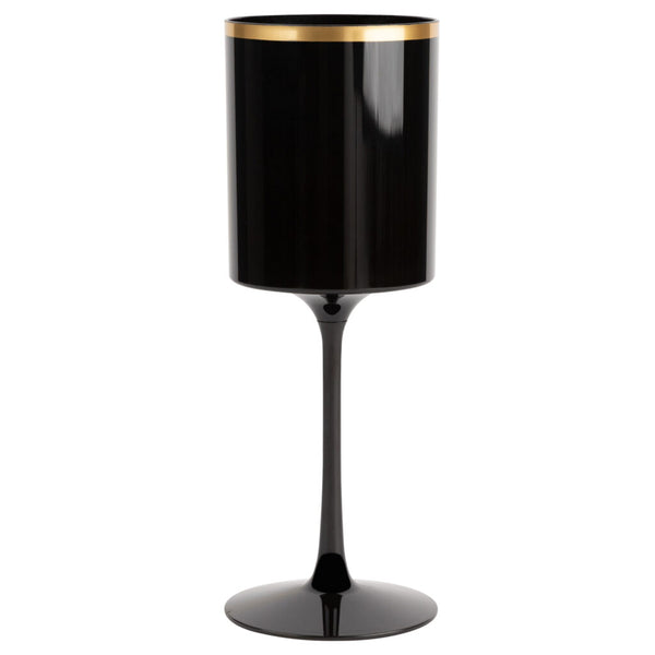 single black and gold plastic wine glass