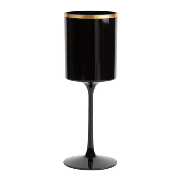 single black and gold plastic wine glass