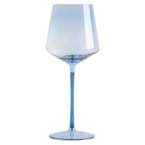 transparent blue plastic wine glass on a white background