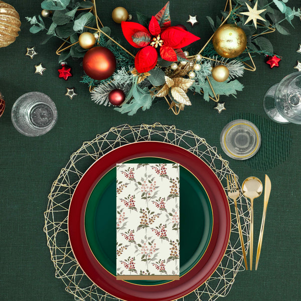 Red, Green and Gold Disposable Christmas Dinnerware Bundle – Edge (30 Settings)