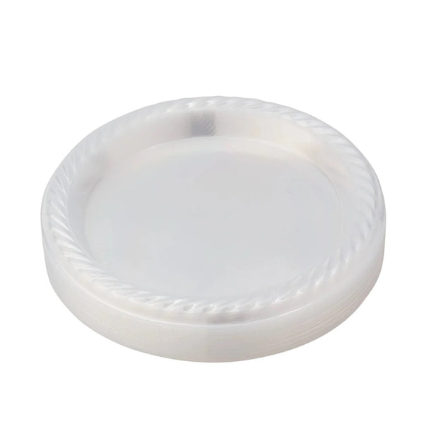 9 Inch Clear Round Plastic Dinner Plate 40 Pack - Classico