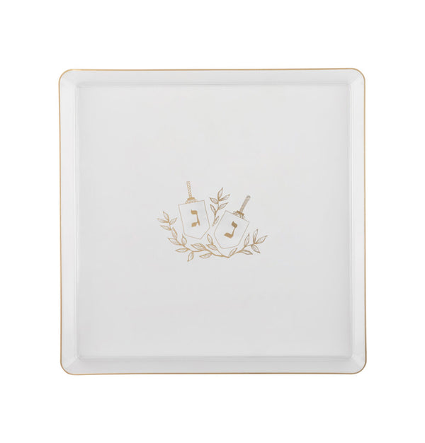 7.75" Clear and Gold Square Plastic Salad Plates 8 Pack - Chanukah