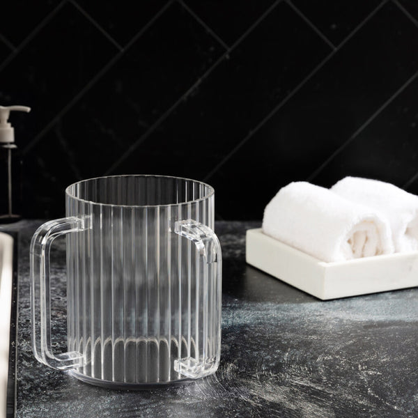 Acrylic Ribbed Wash Cup With Clear Handle