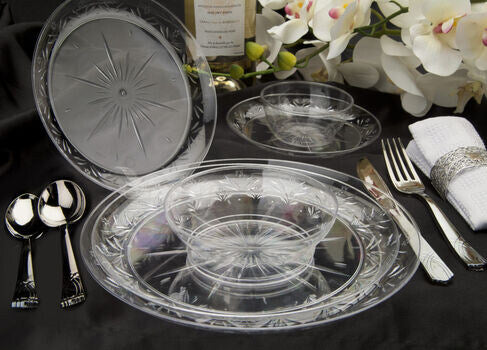 Crystal Clear Round Plastic Plates (20 Pack) - Simcha Collection