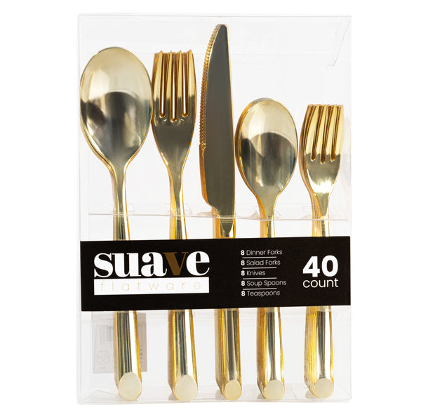 Suave Collection Gold Flatware Combo Pack - 40 Count (8 Settings)