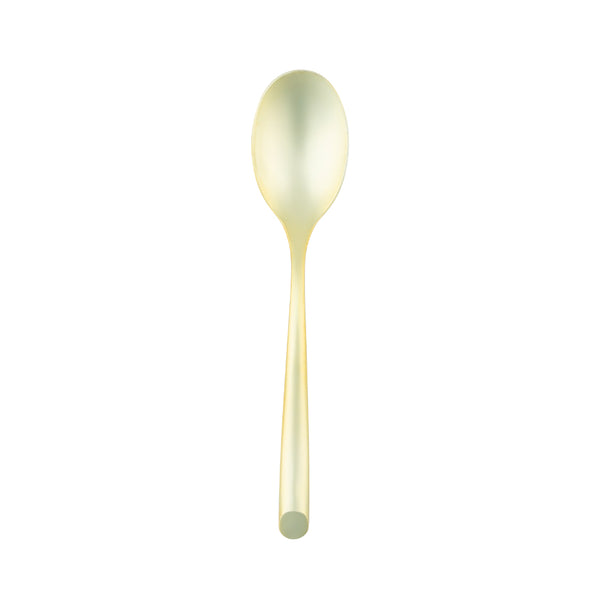 single gold plastic dessert spoon