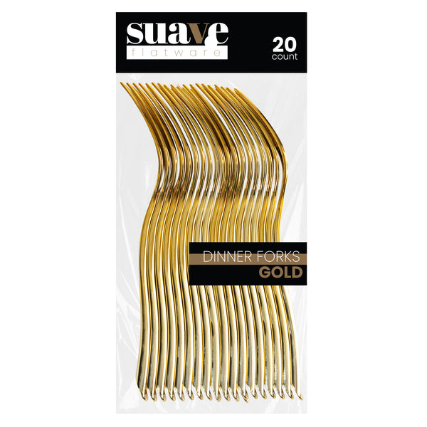 pack of 20 gold plastic dinner forks