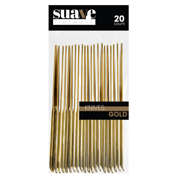 pack of 20 gold plastic knives