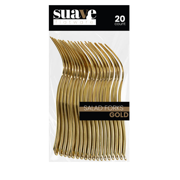 pack of 20 gold plastic salad forks