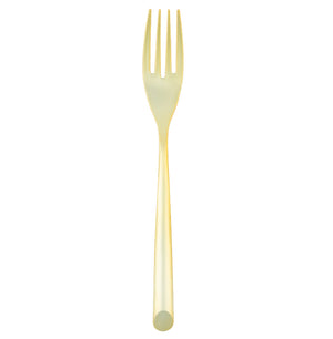 single gold plastic dinner fork