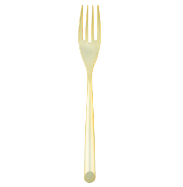 single gold plastic dinner fork