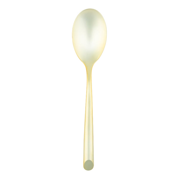 single gold plastic soup spoon